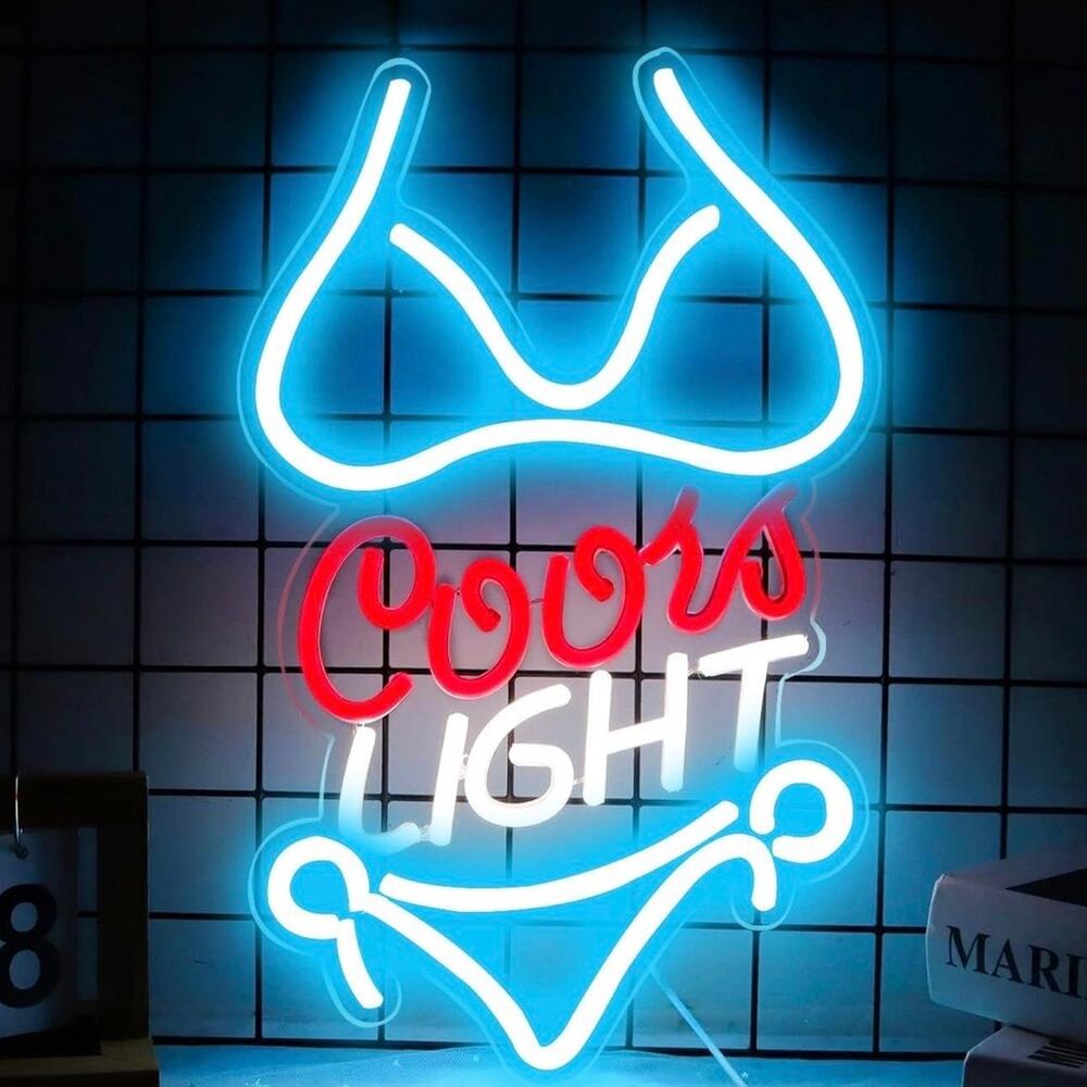 Coors Light Neon Sign Bikini Night Light Room Wall Decoration